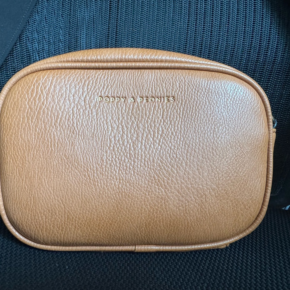 Poppy & Peonies Brown Leather Belt Bag
